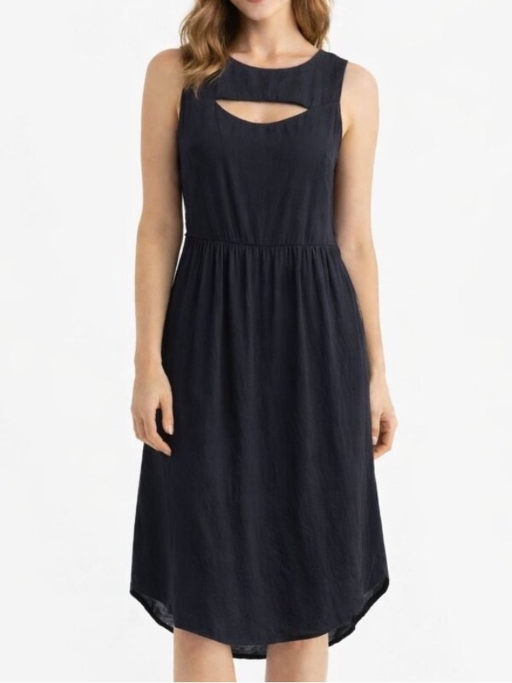 Ulla Johnson Navy Blue Keyhole Neck Midi Sleeveless Dress 2